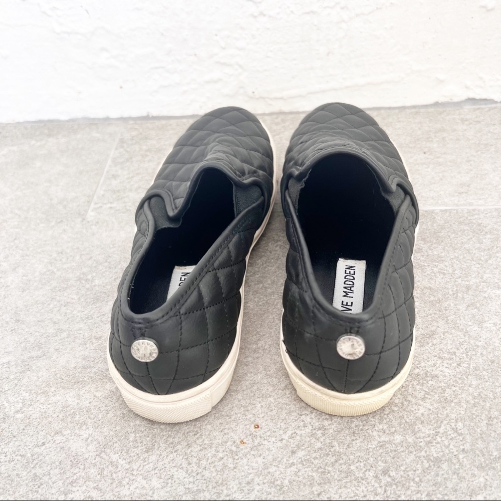 Steve Madden Shoes Black Ecentrcq Quilted Slip On Sneakers Womens Size 6 - Picture 5 of 6